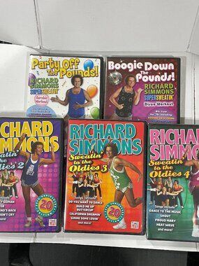 NIP Lot of 5 Richard Simmons DVD's Exercise Tapes; 2-4 Sweat to the Oldies Boogi